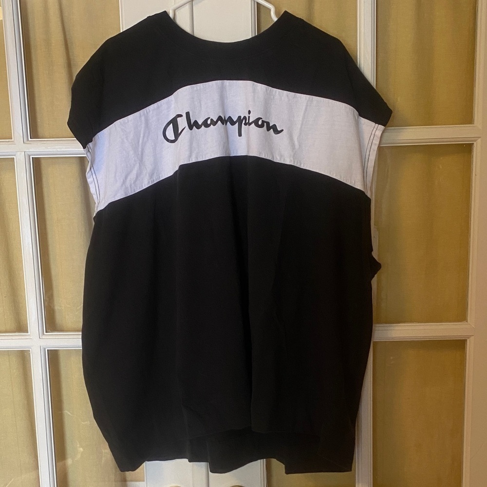 Champion Women's Black and White Muscle Tee ( Unisex )
